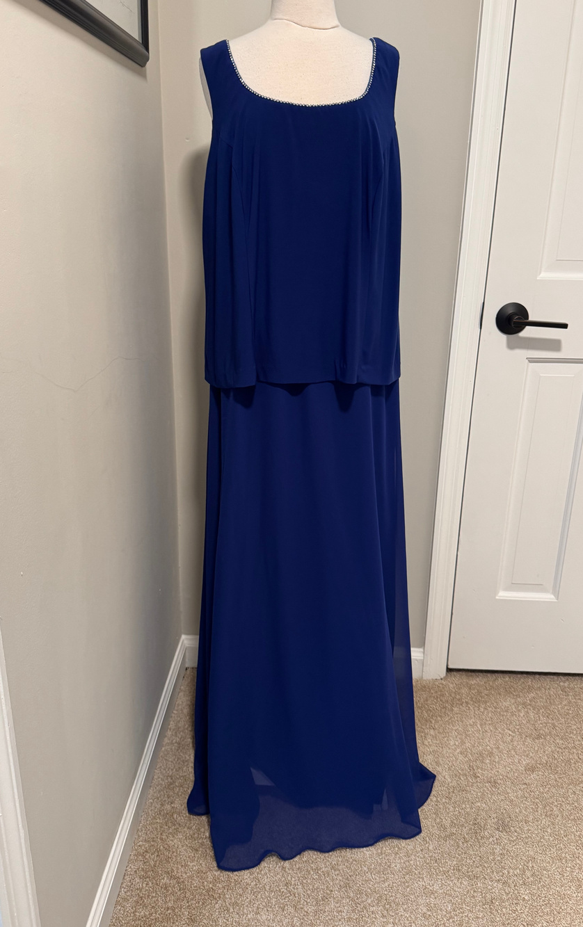 Vintage Alex Evenings Women's 18W Royal Blue Rhinestone 2pc Jacket & Dress Set M